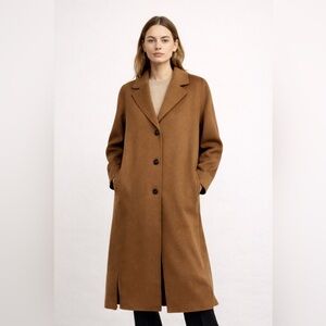 Rebecca Minkoff Relaxed Double Face Wool Tan Button-Up Coat size S 
Style RM-914